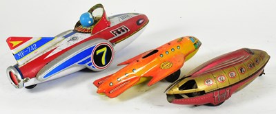 Lot 617 - TINPLATE TOYS - X3 VINTAGE FRICTION-POWERED SPACESHIPS