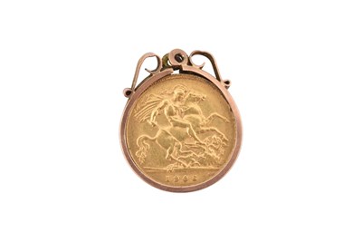 Lot 253 - 1906 MOUNTED HALF SOVEREIGN PENDANT
