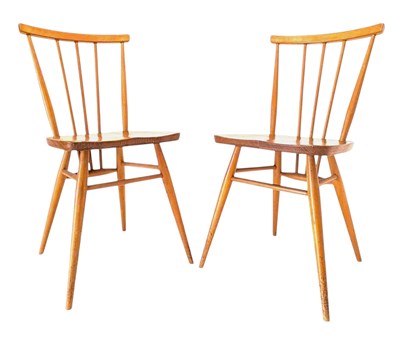 Lot 95 - ERCOL - TWO MID CENTURY BEECH & ELM DINING CHAIRS