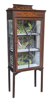 Lot 1002 - EDWARDIAN INLAID MAHOGANY BOOKCASE CABINET