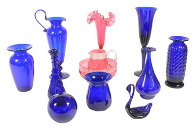 Lot 78 - COLLECTION OF BRISTOL BLUE & VICTORIAN CRANBERRY GLASS