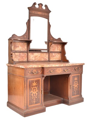 Lot 593 - EDWARDS & ROBERTS - EDWARDIAN MAHOGANY INLAID WASHSTAND