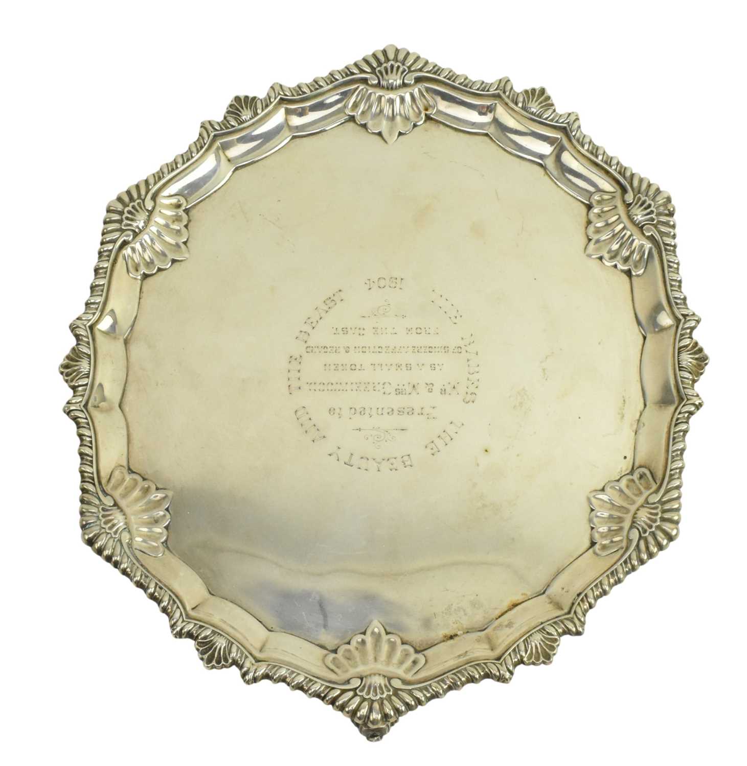 Lot 7 - EDWARD VII HALLMARKED SILVER SALVER TRAY 1903 LONDON