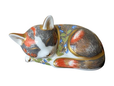Lot 68 - ROYAL CROWN DERBY - 1997 BONE CHINA CATNIP KITTEN PAPERWEIGHT