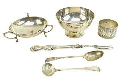 Lot 71 - COLLECTION OF HALLMARKED SILVER PIECES INCLUDING CHRISTENING BOWL