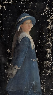 Lot 353 - 19TH CENTURY LARGE OIL ON CANVAS PORTRAIT PAINTING OF YOUNG GIRL