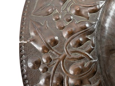 Lot 130 - BELIEVED JOHN PEARSON, NEWLYN SCHOOL, REPOUSSE COPPER FLORAL CHARGER