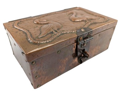 Lot 2 - CIRCA 1900 ARTS & CRAFTS JOHN PEARSON (NEWLYN SCHOOL) COPPER BOX & COVER