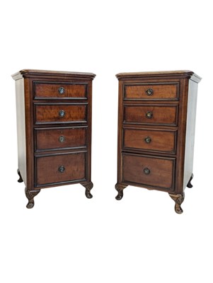 Lot 978 - PAIR OF VICTORIAN REVIVAL PEDESTAL CHEST OF DRAWERS
