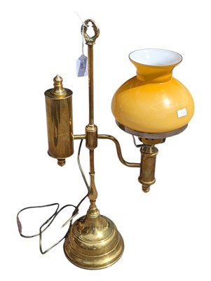 Lot 966 - EARLY 20TH CENTURY CONVERTED STUDENTS BRASS OIL LAMP