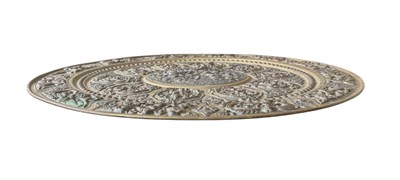 Lot 288 - 19TH CENTURY REPOUSSE SILVER ON COPPER AND BRASS INDIAN CHARGER