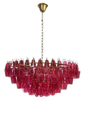 Lot 425 - COACH HOUSE - MALBEC - CONTEMPORARY HIGH DESIGN PINK GLASS & BRASS CHANDELIER