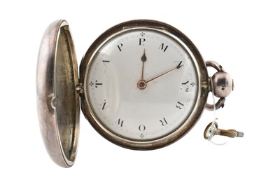 Lot 99 - GEORGIAN HALLMARKED SILVER NAME DIAL POCKET WATCH