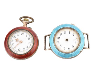 Lot 289 - TWO EARLY 20TH CENTURY ENAMEL DECORATED WATCHES