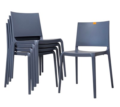 Lot 276 - ALLERMUIR - TONINA - SIX MOULDED ACRYLIC BISTRO STACKING CHAIRS