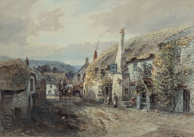 Lot 411 - ALFRED LEYMAN (1856-1933) - OLD SHIP INN, PORLOCK - WATERCOLOUR AND PENCIL ON PAPER PAINTING
