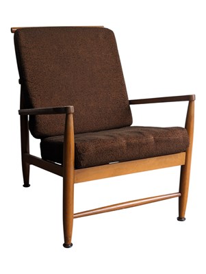 Lot 828 - SCANDART - MID CENTURY TEAK LOW EASY ARMCHAIR
