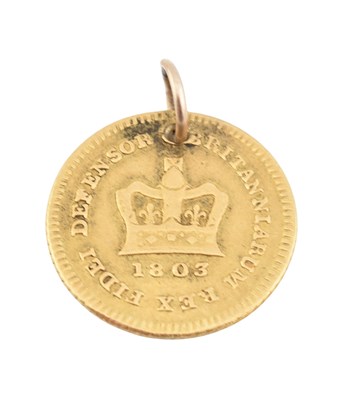 Lot 164 - GEORGE III THIRD GUINEA COIN PENDANT 1803