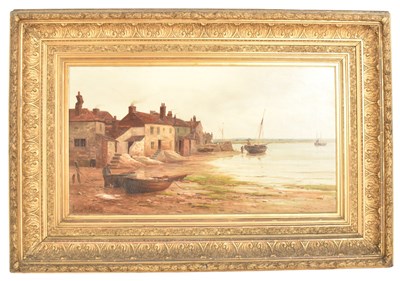 Lot 610 - GUSTAVE DE BREANSKI - 19TH CENTURY OIL ON CANVAS MARITIME SCENE IN GILTWOOD & GESSO FRAME