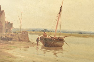 Lot 610 - GUSTAVE DE BREANSKI - 19TH CENTURY OIL ON CANVAS MARITIME SCENE IN GILTWOOD & GESSO FRAME