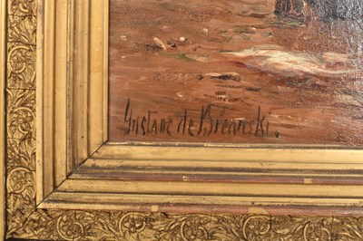 Lot 610 - GUSTAVE DE BREANSKI - 19TH CENTURY OIL ON CANVAS MARITIME SCENE IN GILTWOOD & GESSO FRAME