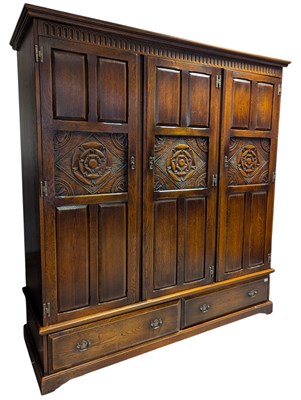 Lot 515 - HARRODS - ROYAL OAK RANGE - SOLID OAK TRIPLE-SECTION WARDROBE