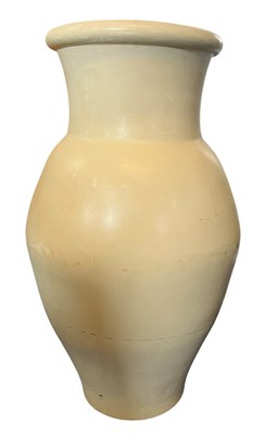 Lot 56 - LARGE MODERN DESIGNER WHITE GLAZED TERRACOTTA AMPHORA PLANTER