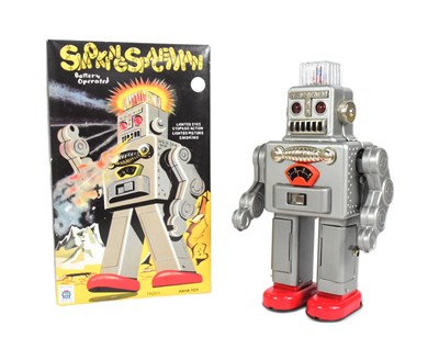 Lot 639 - TINPLATE TOYS - VINTAGE HA HA TOY SMOKING SPACEMAN ROBOT