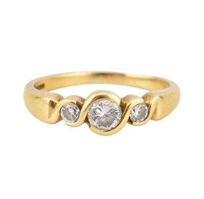 Lot 231 - HALLMARKED 18CT GOLD & DIAMOND THREE STONE RING