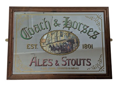 Lot 107 - COACH & HORSE - LARGE VINTAGE PUB ADVERTISING ALES & STOUTS MIRROR