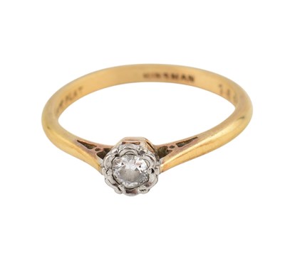 Lot 292 - 18CT GOLD & PLATINUM DIAMOND SOLITAIRE RING