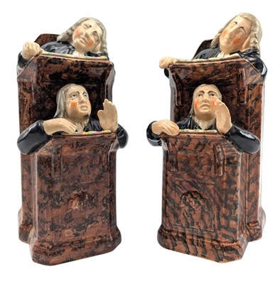 Lot 134 - PAIR OF EARLY 20TH CENTURY STAFFORDSHIRE VICAR & MOSES CERAMIC FIGURINES