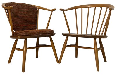 Lot 225 - ERCOL - MODEL 449 - COW HORN - PAIR OF ELBOW CHAIRS