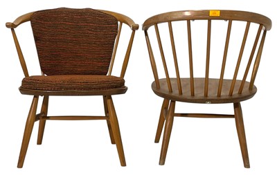 Lot 225 - ERCOL - MODEL 449 - COW HORN - PAIR OF ELBOW CHAIRS