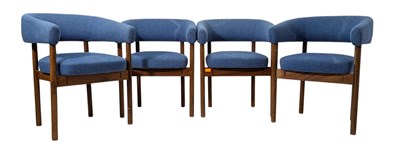 Lot 117 - MANNER OF NANNA DITZEL - SET OF FOUR DANISH DESIGNER BARREL DINING CHAIRS