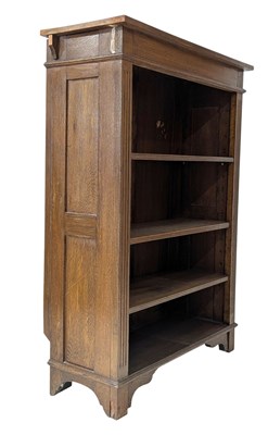 Lot 619 - ARTS & CRAFTS CIRCA 1920S OAK WOOD OPEN WINDOW BOOKCASE