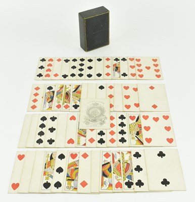 Lot 10 - PLAYING CARDS. 19TH CENTURY CIRCA 1850 LEATHER PLAYING CARD CASE CONT. DE LA RUE PLAYING CARDS