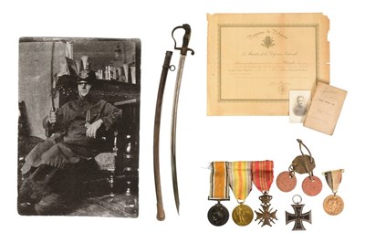 Lot 540 - WWI GERMAN ARTILLERY OFFICER'S SWORD & IRON CROSS + PROVENANCE