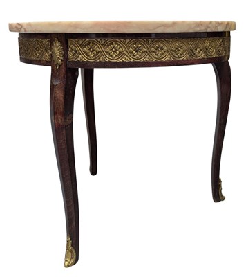Lot 629 - FRENCH EMPIRE STYLE ORMOLU MOUNTED AND PINK MARBLE TOP CIRCULAR COFFEE TABLE