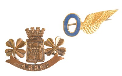 Lot 356 - BATTLE OF ARRAS SWEETHEART BROOCH & RAF OBSERVERS BREVET