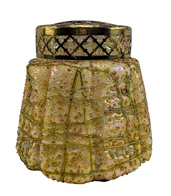 Lot 144 - MANNER OF KRALIK - SECESSIONIST ART NOUVEAU GLASS POSY HOLDER VASE WITH FLOWER FROG