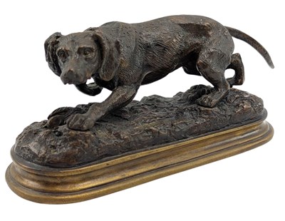 Lot 141 - AFTER PIERRE-JULES MENE (1810-1879) - LOST WAX BRONZE FIGURE OF HUNTING DOG