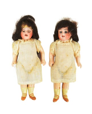 Lot 310 - DOLLS - TWO 19TH CENTURY GERMAN MADE BISQUE MINIATURE DOLLS