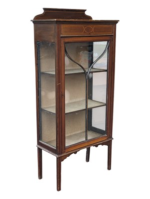 Lot 940 - EDWARDIAN INLAID MAHOGANY CHINA DISPLAY CABINET