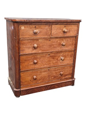 Lot 939 - VICTORIAN 19TH CENTURY MAHOGANY CHEST OF DRAWERS