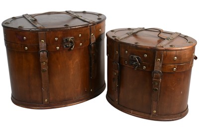 Lot 194 - TWO 20TH CENTURY VINTAGE WOODEN CIRCULAR STORAGE BOXES