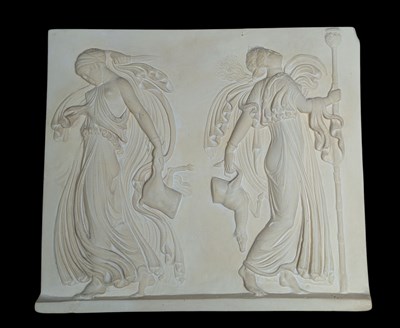 Lot 330 - 20TH CENTURY CARVED PANEL OF MAENAD DANCING