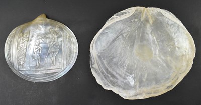 Lot 101 - TWO 19TH CENTURY MOTHER OF PEARL RELIGIOUS SHELL CARVINGS