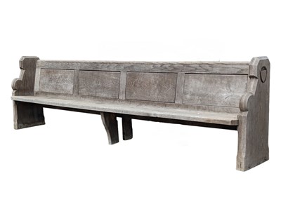 Lot 934 - 19TH CENTURY VICTORIAN LARGE OAK CHURCH BENCH / PEW