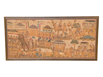 Lot 932 - LARGE EARLY 20TH CENTURY WAYANG STYLE BALINESE PAINTING